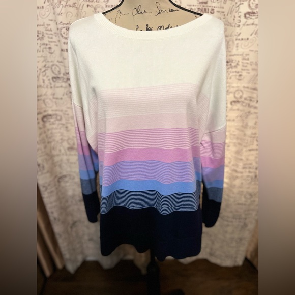 Talbots Cotton END-ON-END OMBRÉ SWEATER 2X - Picture 7 of 8